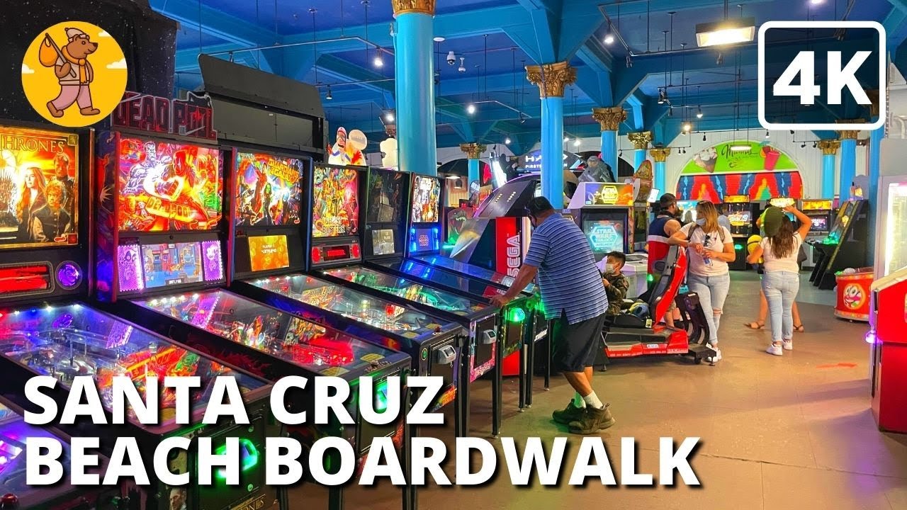 2021 Santa Cruz Beach Boardwalk Arcade Walking Tour | {4k} 🔊 Binaural Sound