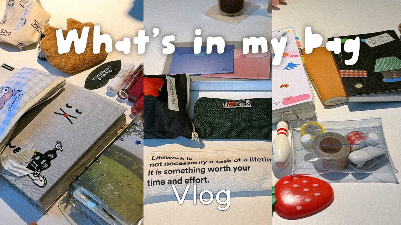 VLOG 문구인들 왓츠인마이백🎒나들이 [2탄] | 가방 털어보고 스티커 나누기 | 𝙬𝙝𝙖𝙩'𝙨 𝙞𝙣 𝙢𝙮 𝙗𝙖𝙜 🤍