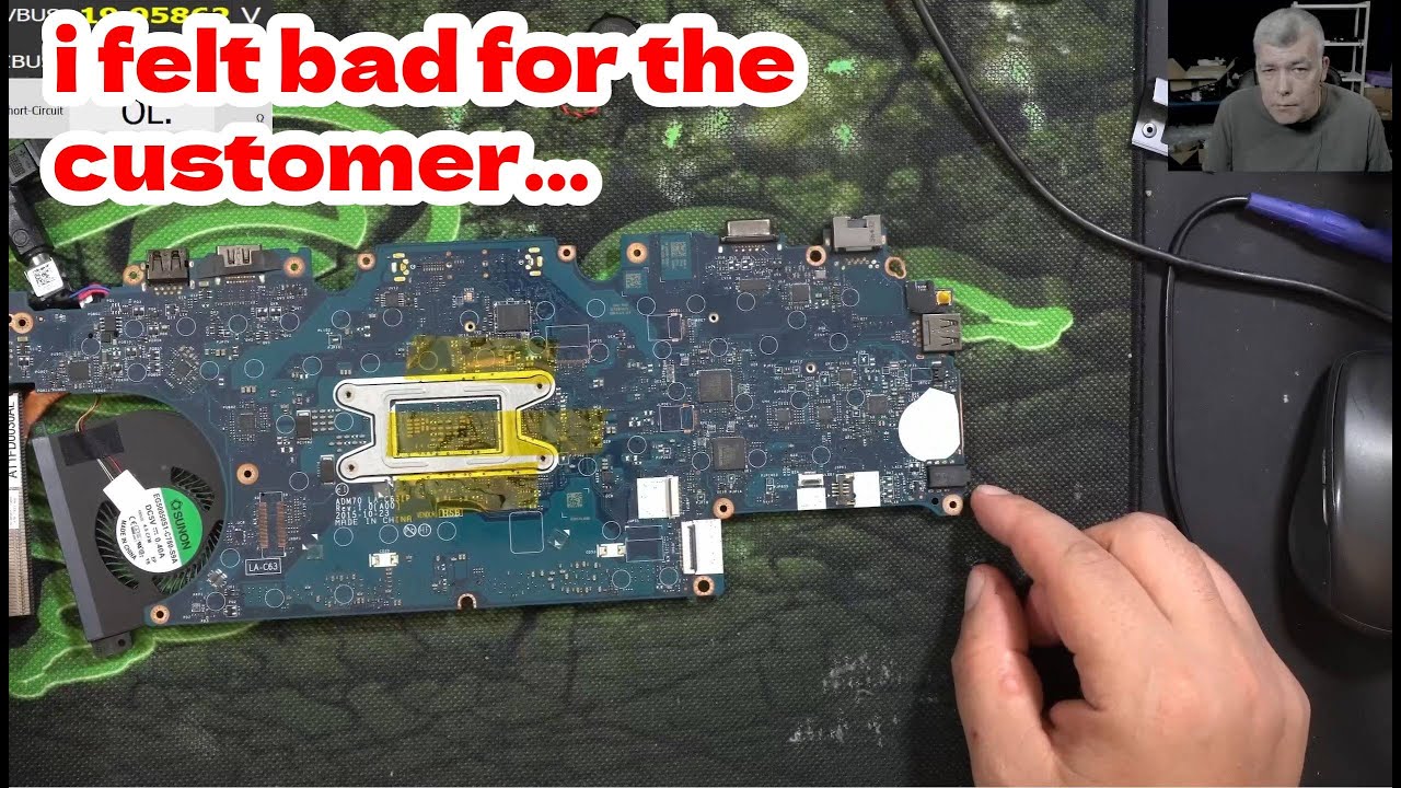 Dell Latitude E5470 не включается. Клиент пытался починить его, но не заметил неисправности.
