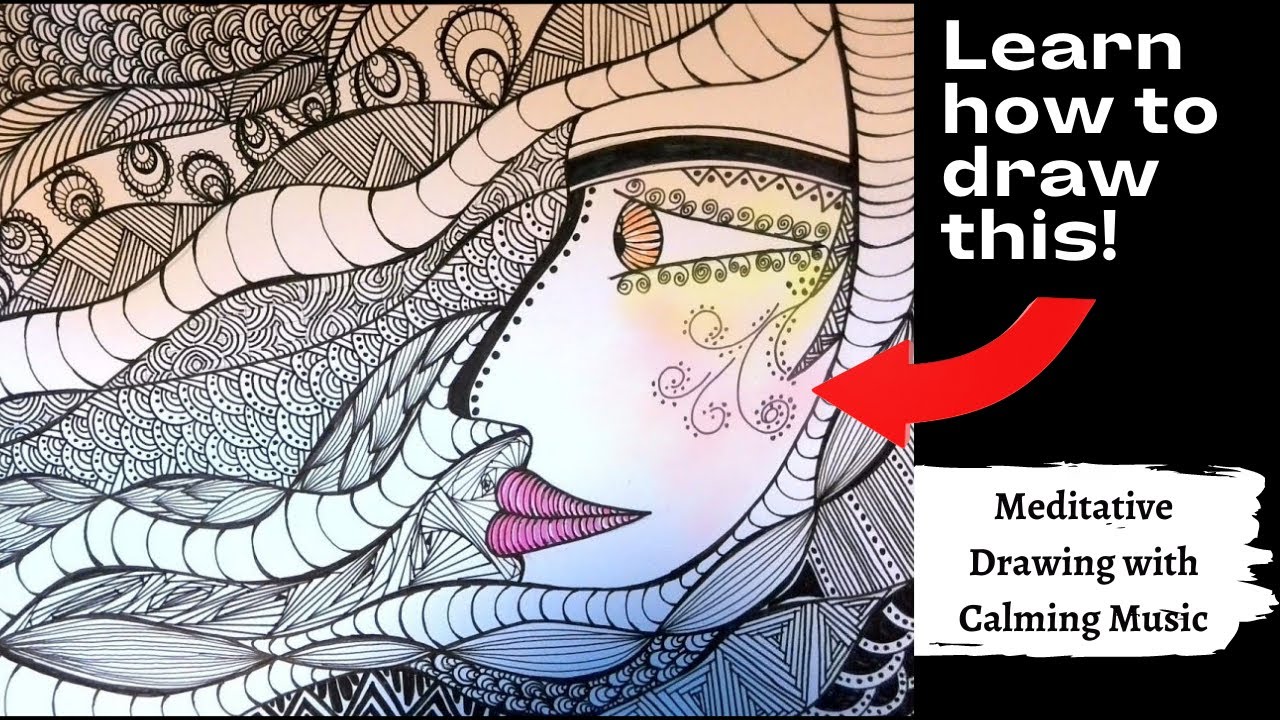 Meditative Drawing || Zentangle Inspired || Zen Doodle Art