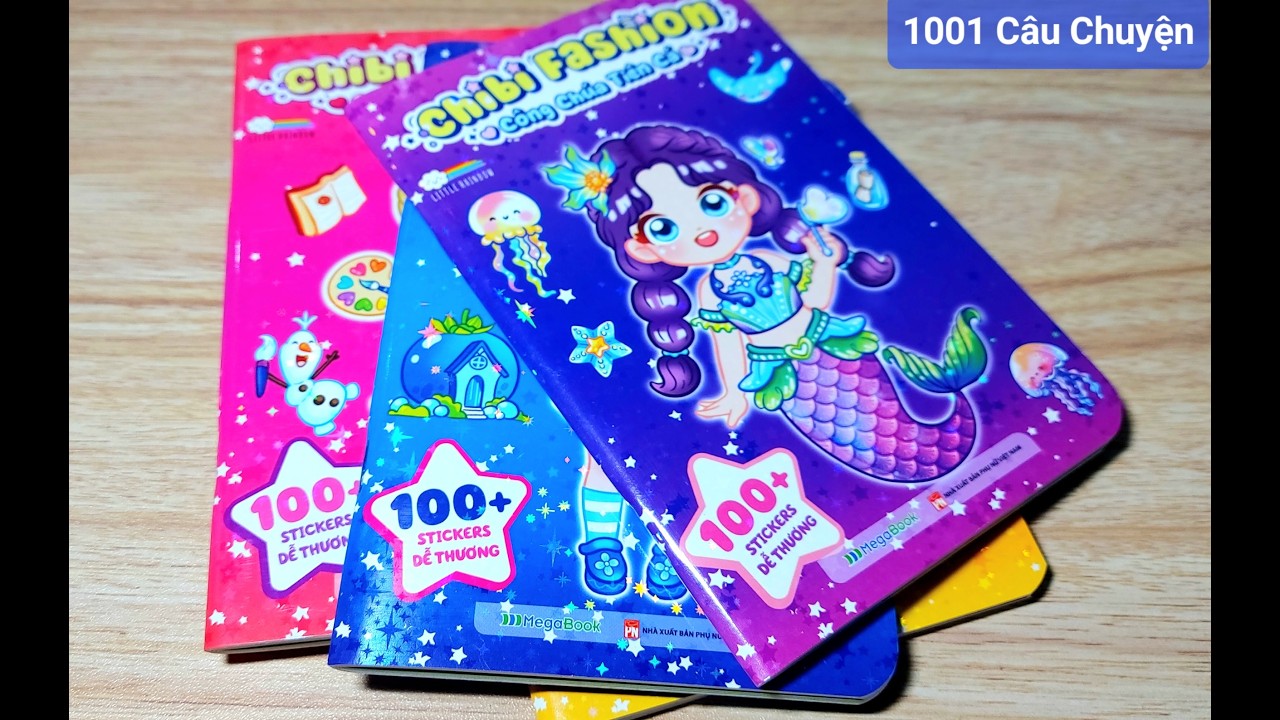 Thiết kế sticker Công chúa Tiên cá cute-Váy đầm đuôi cá tuyệt đẹp-Tạo mẫu vương miện ngọc xinh lắm
