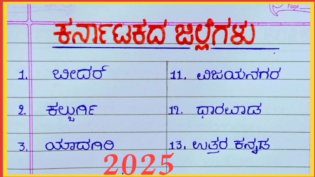 ಕರ್ನಾಟಕದ ಜಿಲ್ಲೆಗಳು /31 ಕರ್ನಾಟಕದ ಜಿಲ್ಲೆಗಳ ಹೆಸರು /district name in Kannada