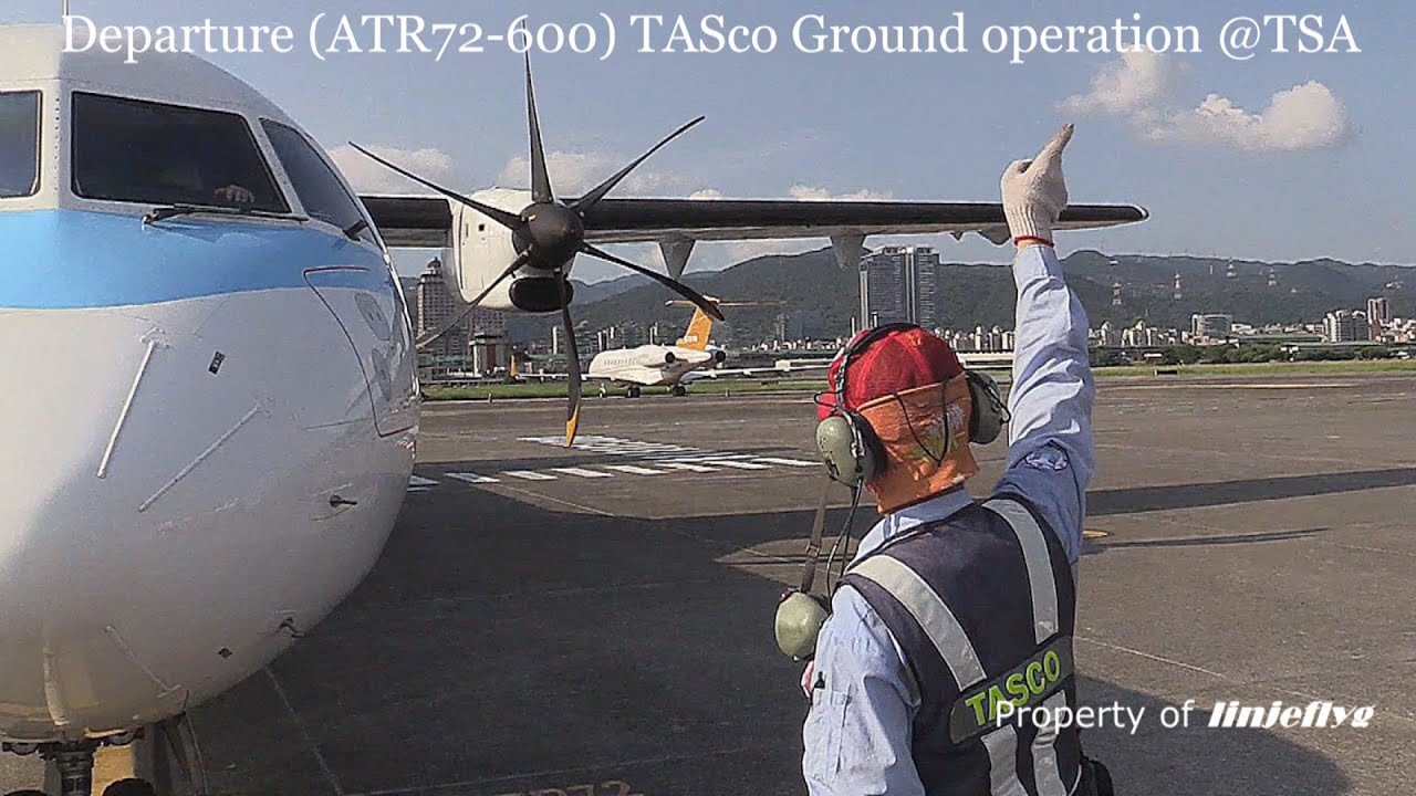 離場(ATR72-600)台灣航勤地面作業-臺北松山機場