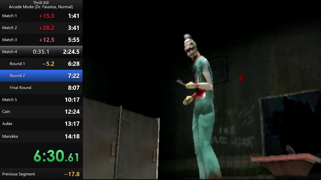 Thrill Kill Arcade Mode Speedrun (Dr. Faustus, Medium, 13:03 without loads)