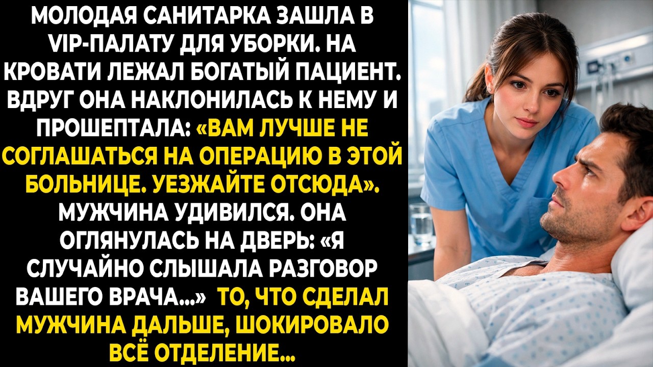 Молодая санитарка зашла в vip-палату для уборки. На кровати лежал богатый пациент. Вдруг она ...