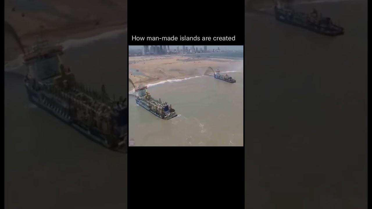 How Islands are created 😯 #shorts #island #artificial #construction #engineering #science #ship