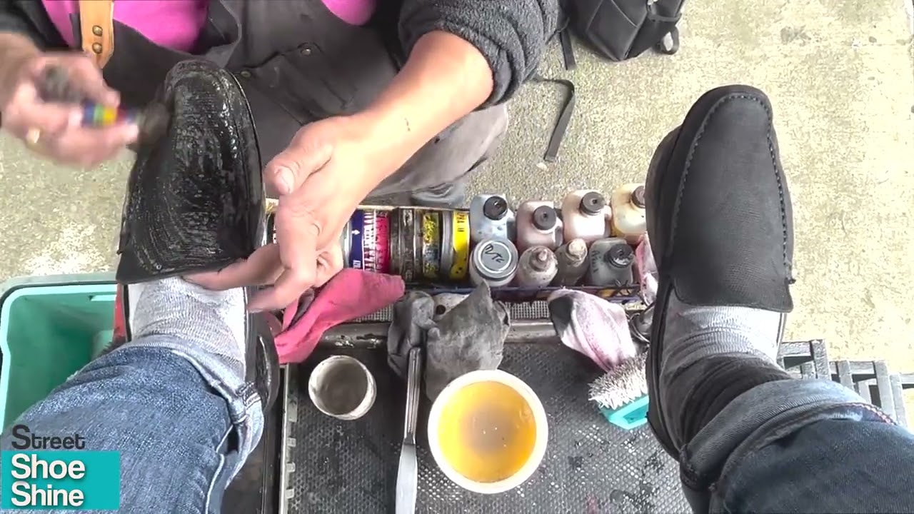 How to Get the PERFECT Shoe Shine CLEANING 🔪😌🔪 KNIFE Suede Technique #asmr #mexico