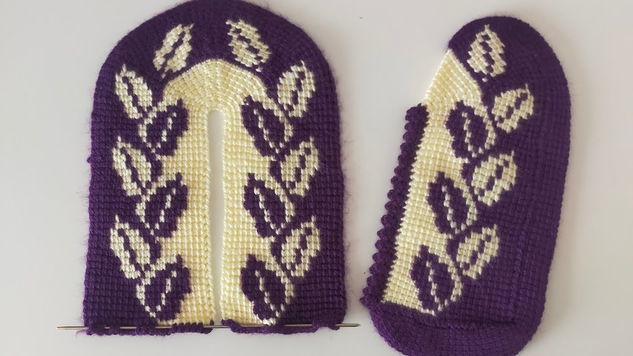 (1video) Yaprak modeli 2renk tunus patik yapımı #keşfet #crochet #patikmodelleri  #handmade