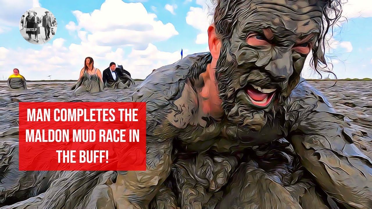 Man completes the Maldon Mud Race in the buff!