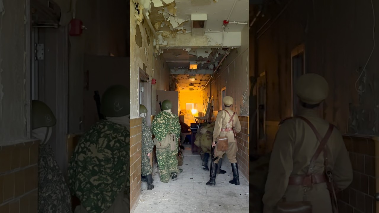 German machine gun nest unloads as Soviets clear the last group of Germans in building