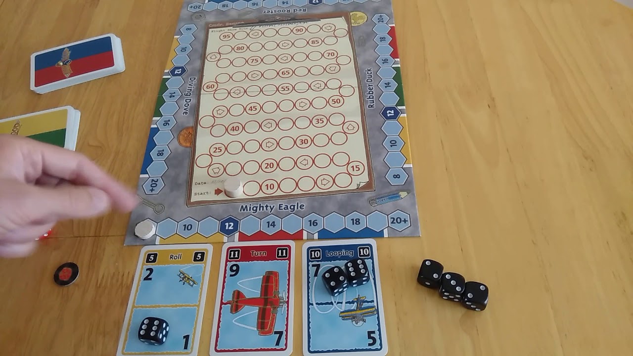 Lucky Loop board game - how to play and review  * Amass Games * dice planes tricks stunts loops