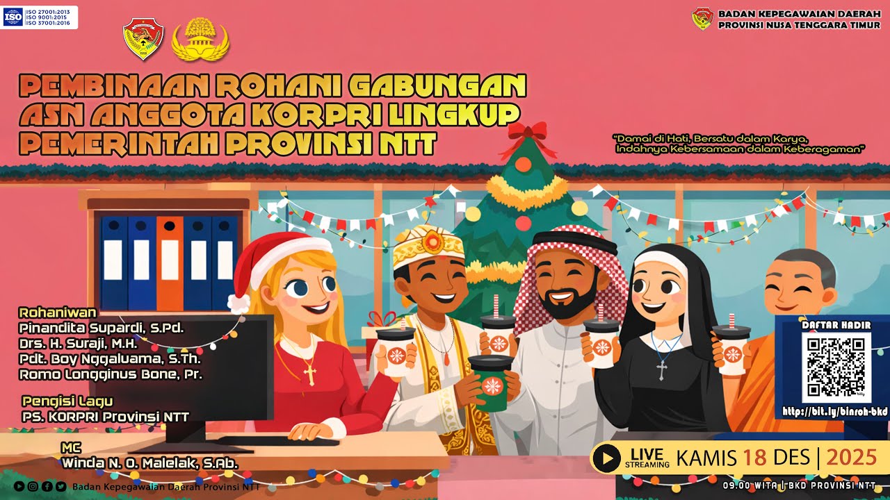 Pembinaan Rohani Gabungan ASN Provinsi NTT - 18/12/2025 | Badan Kepegawaian Daerah Provinsi NTT