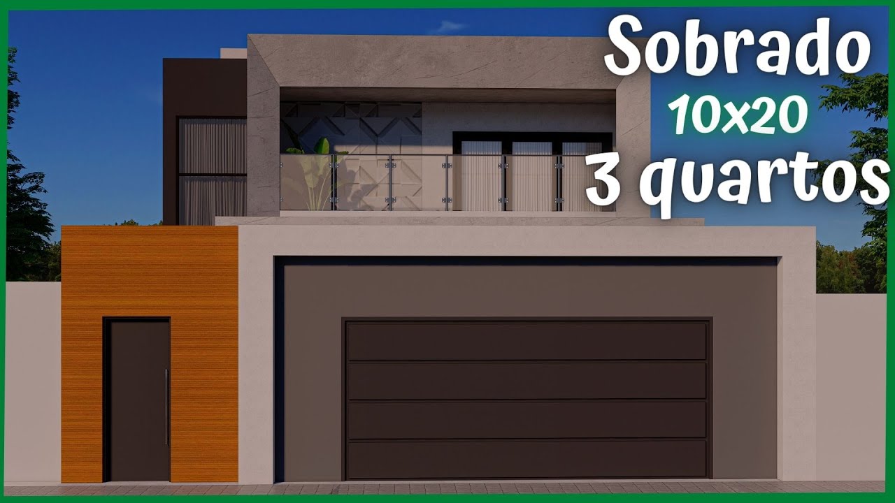 PLANTA 3D DE SOBRADO COM 3 QUARTOS E &Aacute;REA GOURMET