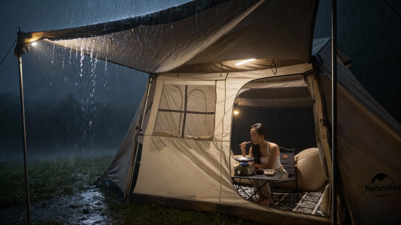 SOLO OVERNIGHT CAMPING IN THE RAIN ☔️ RELAXING IN THE TENT WITH MYDOG 🐶 ASMR