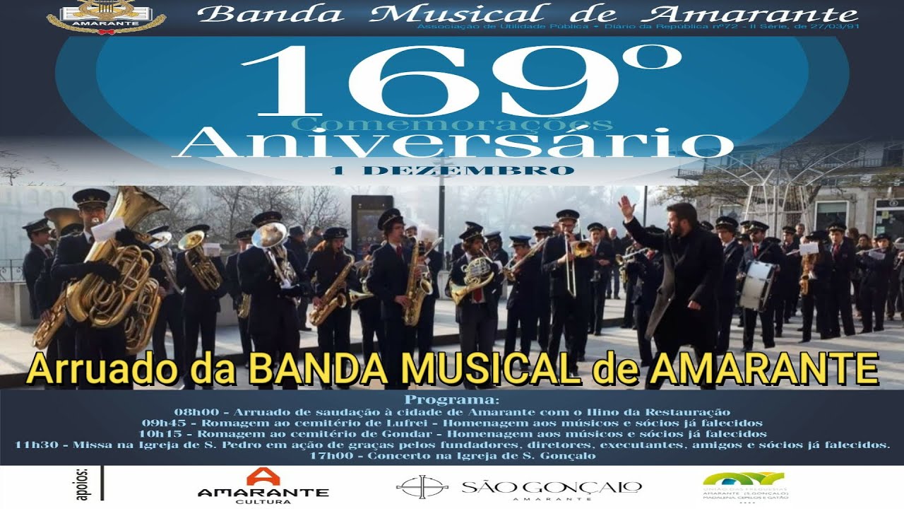 ARRUADO da BANDA MUSICAL de AMARANTE com o Hino da Restauração 1-Dez-2023
