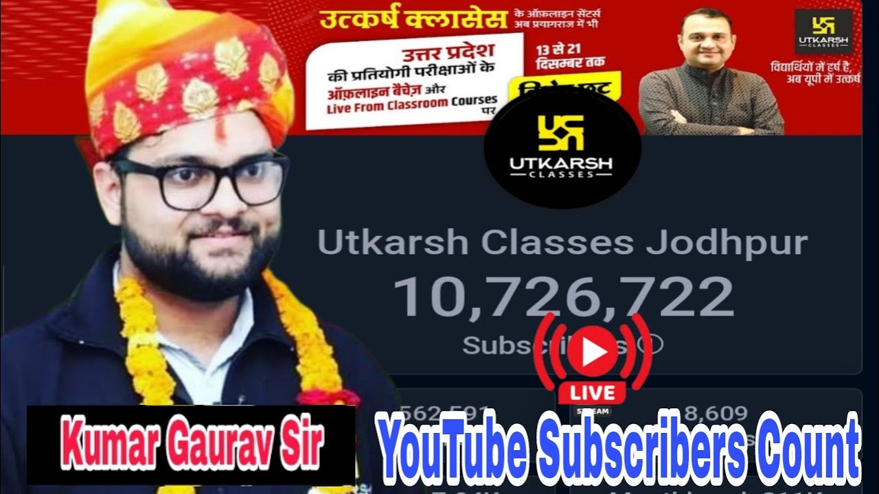 Utkarsh Classes Jodhpur Subscribers live Count ...