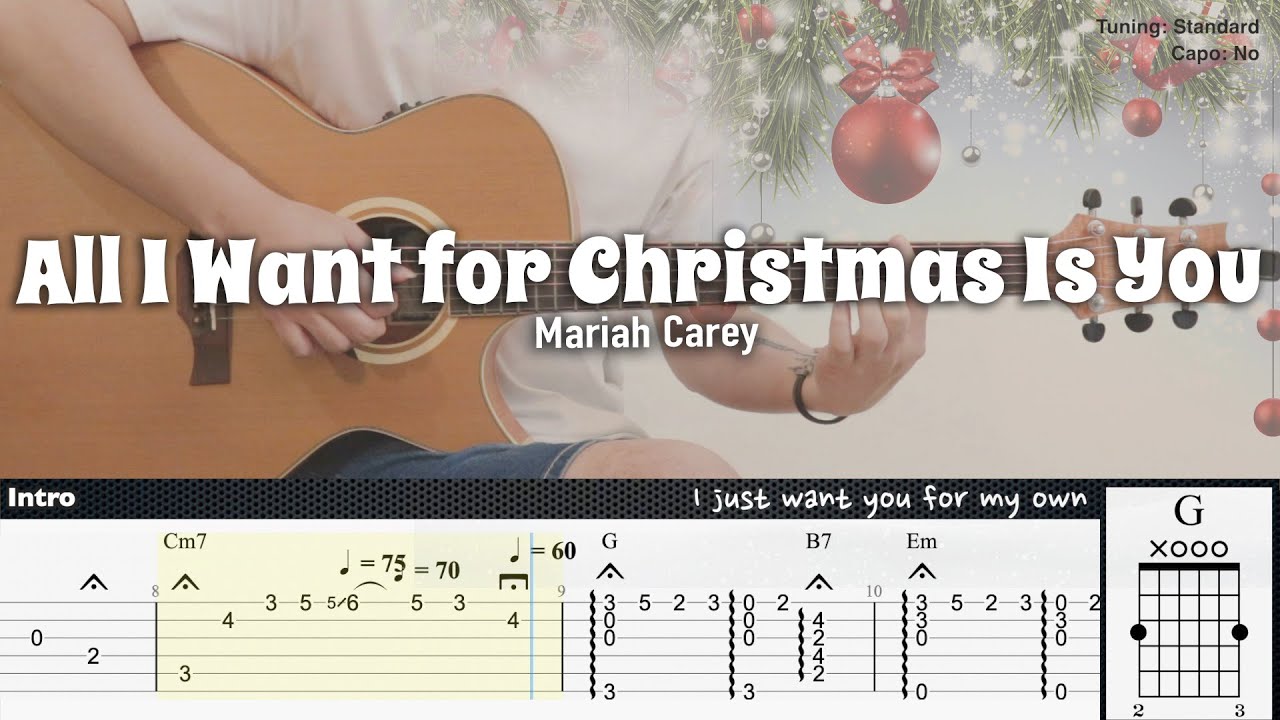 All I Want for Christmas Is You - Mariah Carey | Fingerstyle Guitar | TAB + Chords + Lyrics