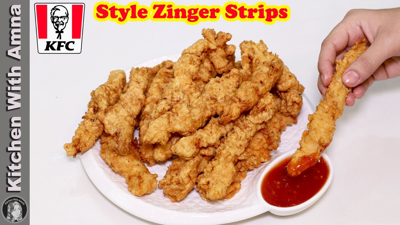 KFC Style Extra Crispy Zinger Strips/Fingers/Tenders/Fillets Recipe by Kitchen With Amna