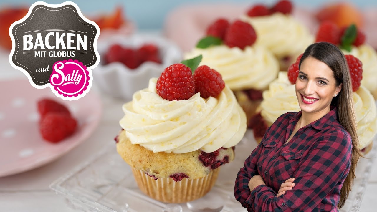 Himbeer-Cupcakes mit Pfirsichcreme | Backen mit Globus & Sallys Welt #35