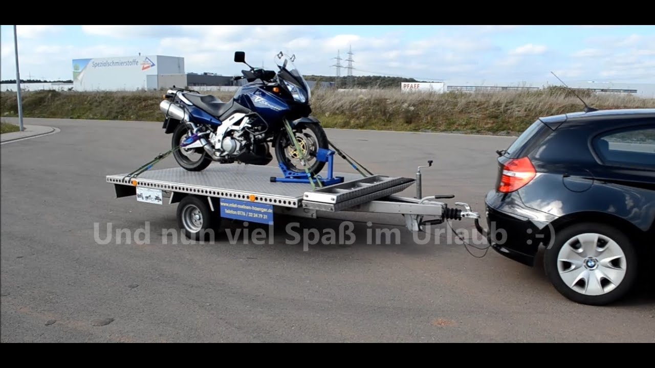 Anleitung Motorrad auf Motorradanhänger verladen