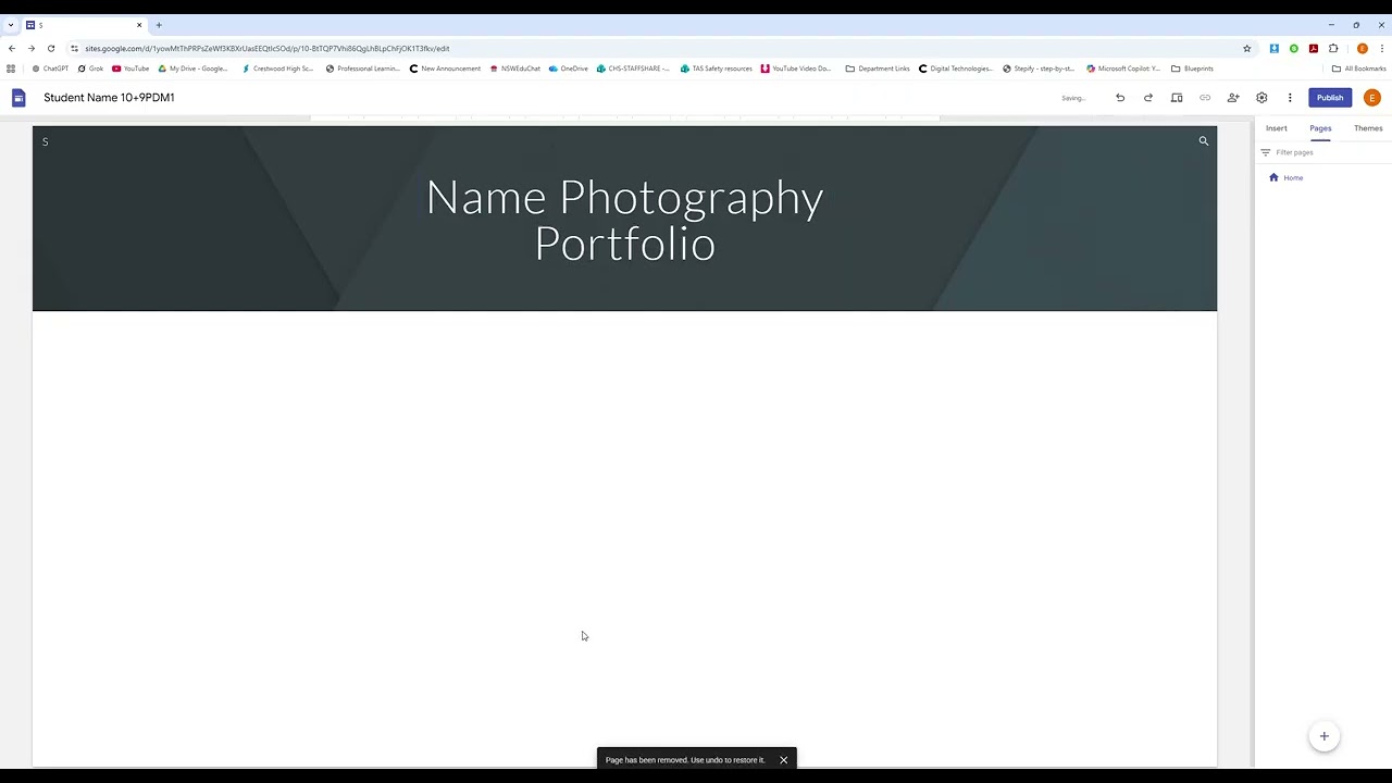 Photography portfolio Google Sites