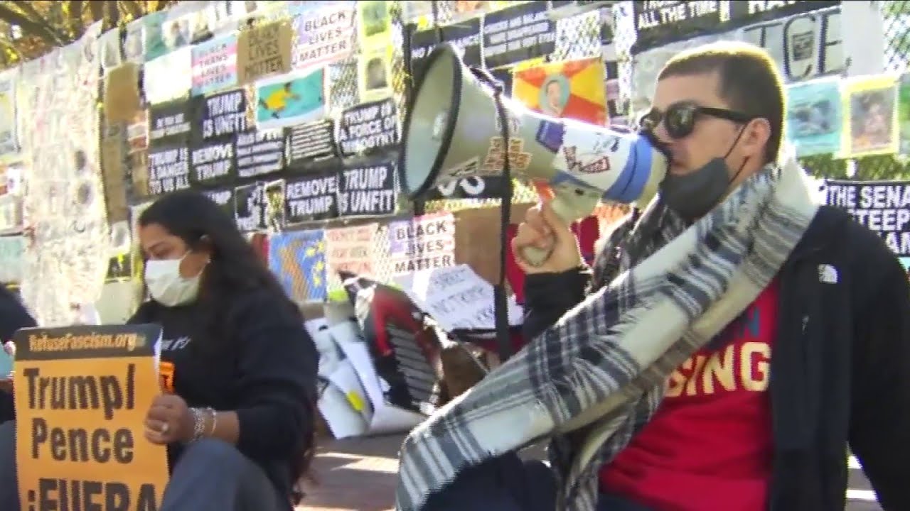 Protesters gather in Washington, D.C. following election night