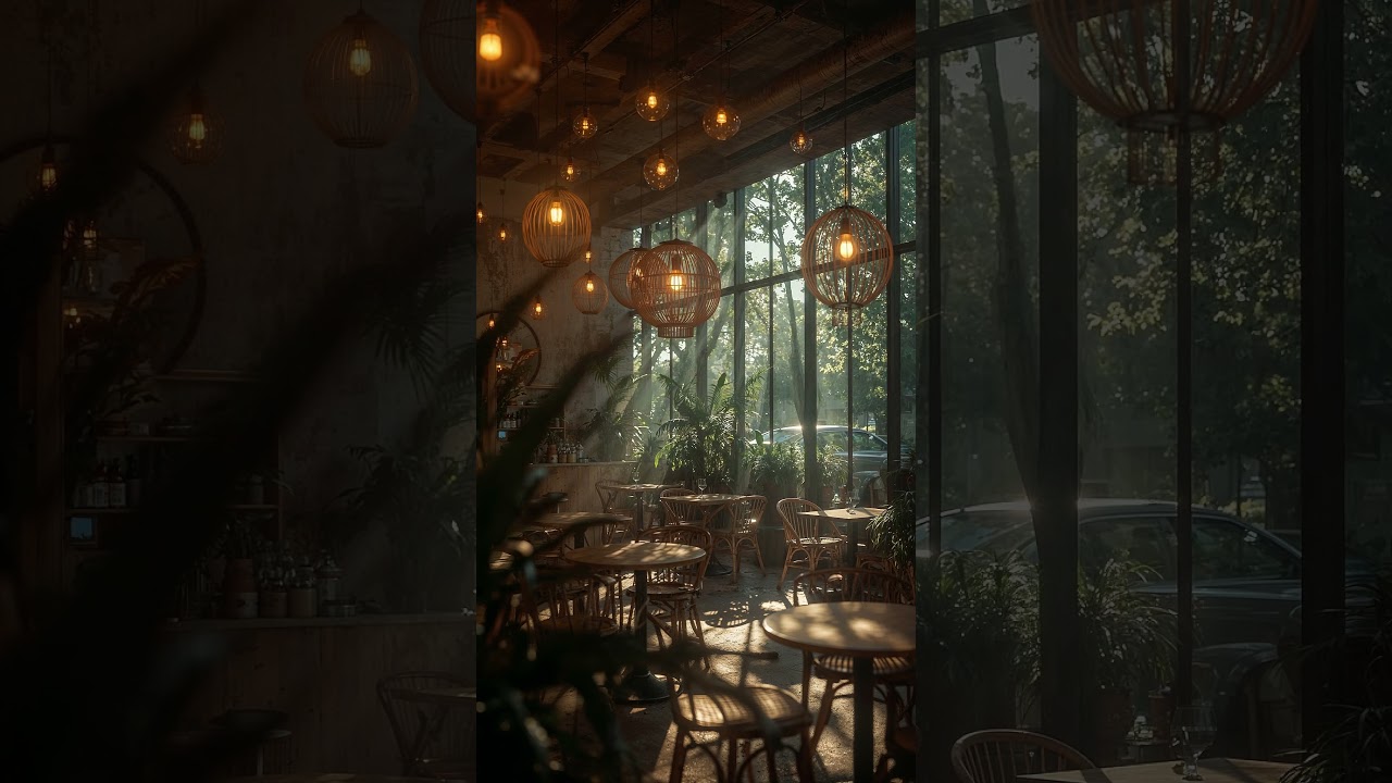 This Caf&eacute; Is Made of Light and Sound 🌞🎵 #lightandmusic #aestheticlofibeats #calmmoment #cafemusic