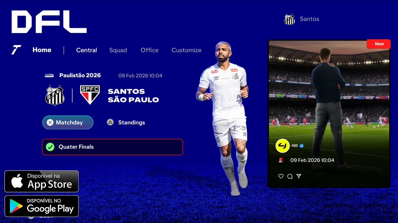 NOVO DFL 2026 MOBILE COM MODO CARREIRA (ANDROID/iOS) BRASILEIRÃO A & B ATUALIZADO