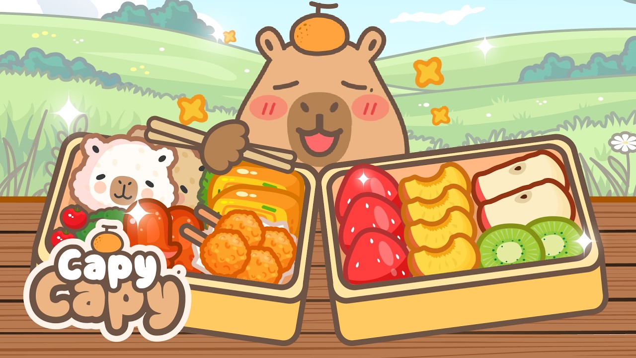 Capy Capy / Capybara cartoon / Nature ASMR: Aesthetic Lunchbox on a Peaceful Saturday Picnic