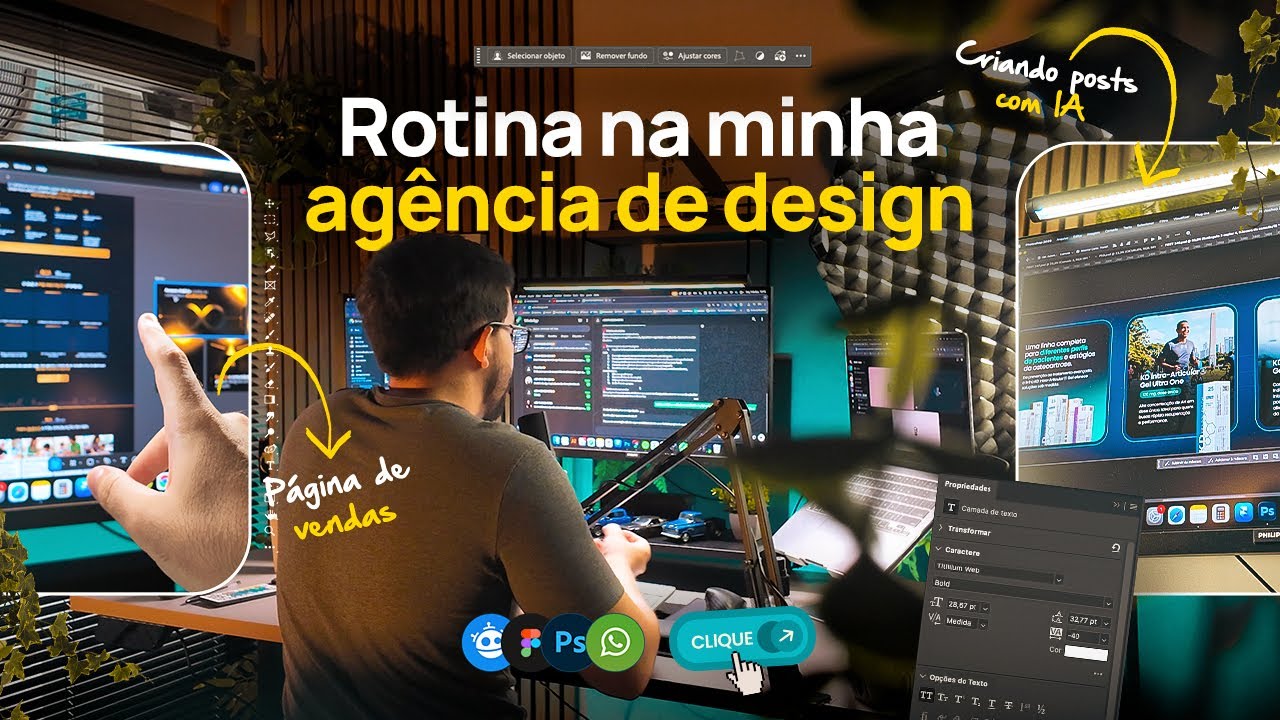 Bastidores da minha agência de design | Criando com Nano Banana Pro (IA) e revisando projetos