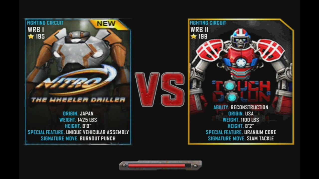 Real Steel WRB NITRO (WRB I - 195 ) VS Touchdown (WRB II - 199) NEW (Живая Сталь)