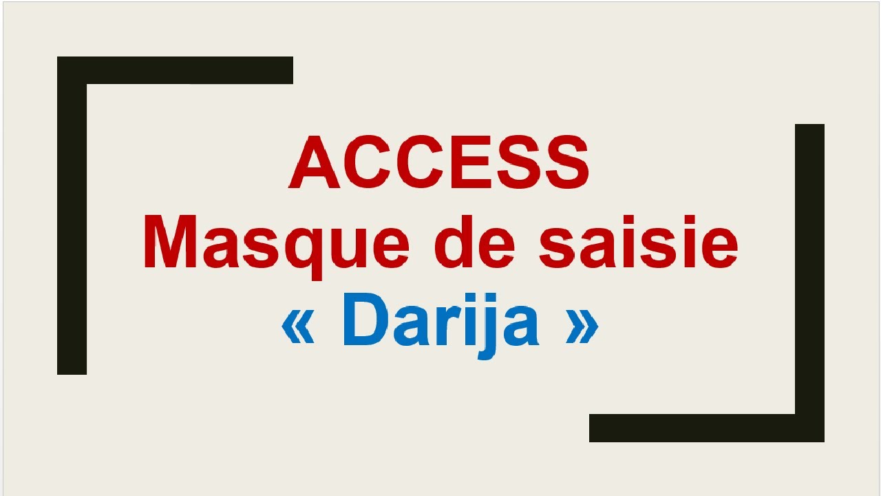 access masque de saisie
