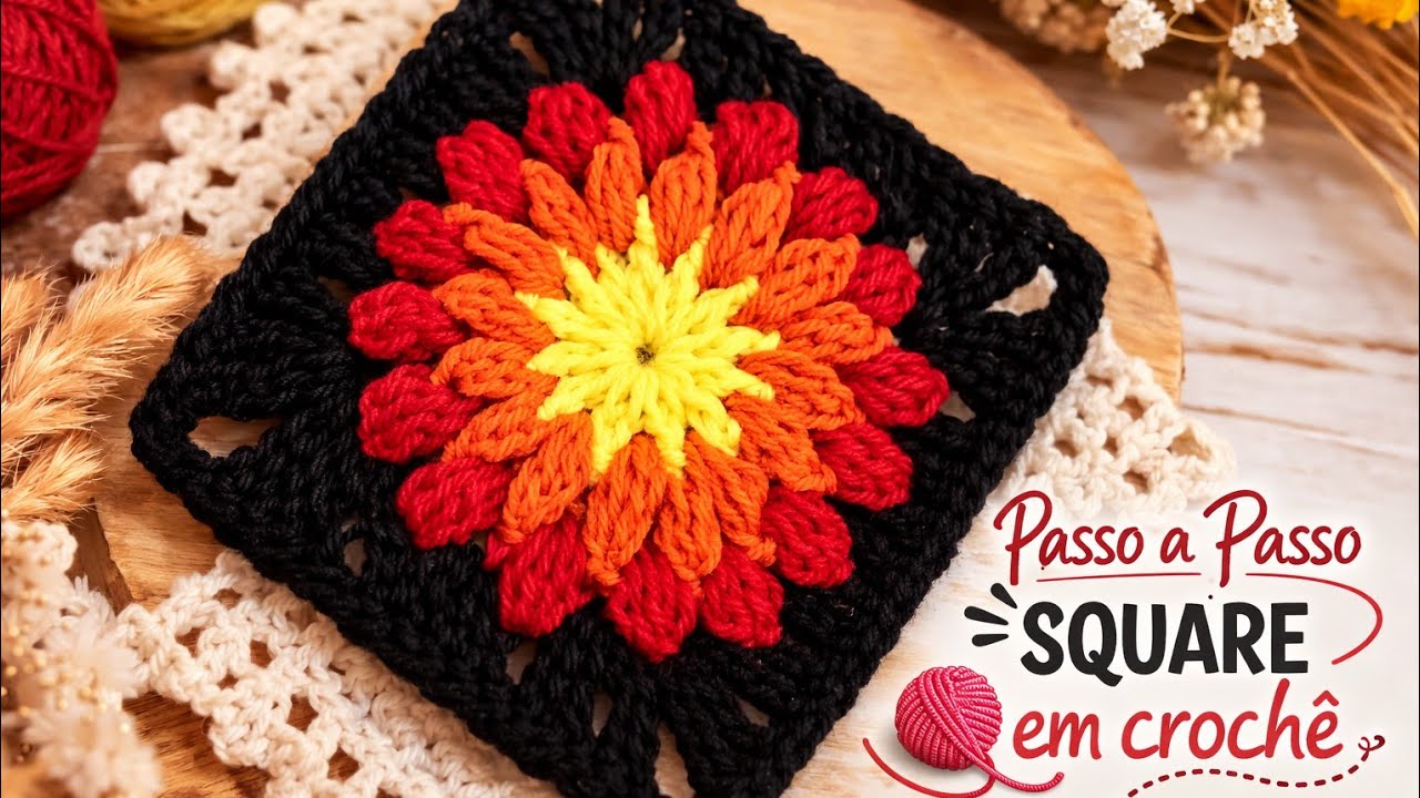 Easy Square em Crochê #crochet #croche #crochepassoapasso