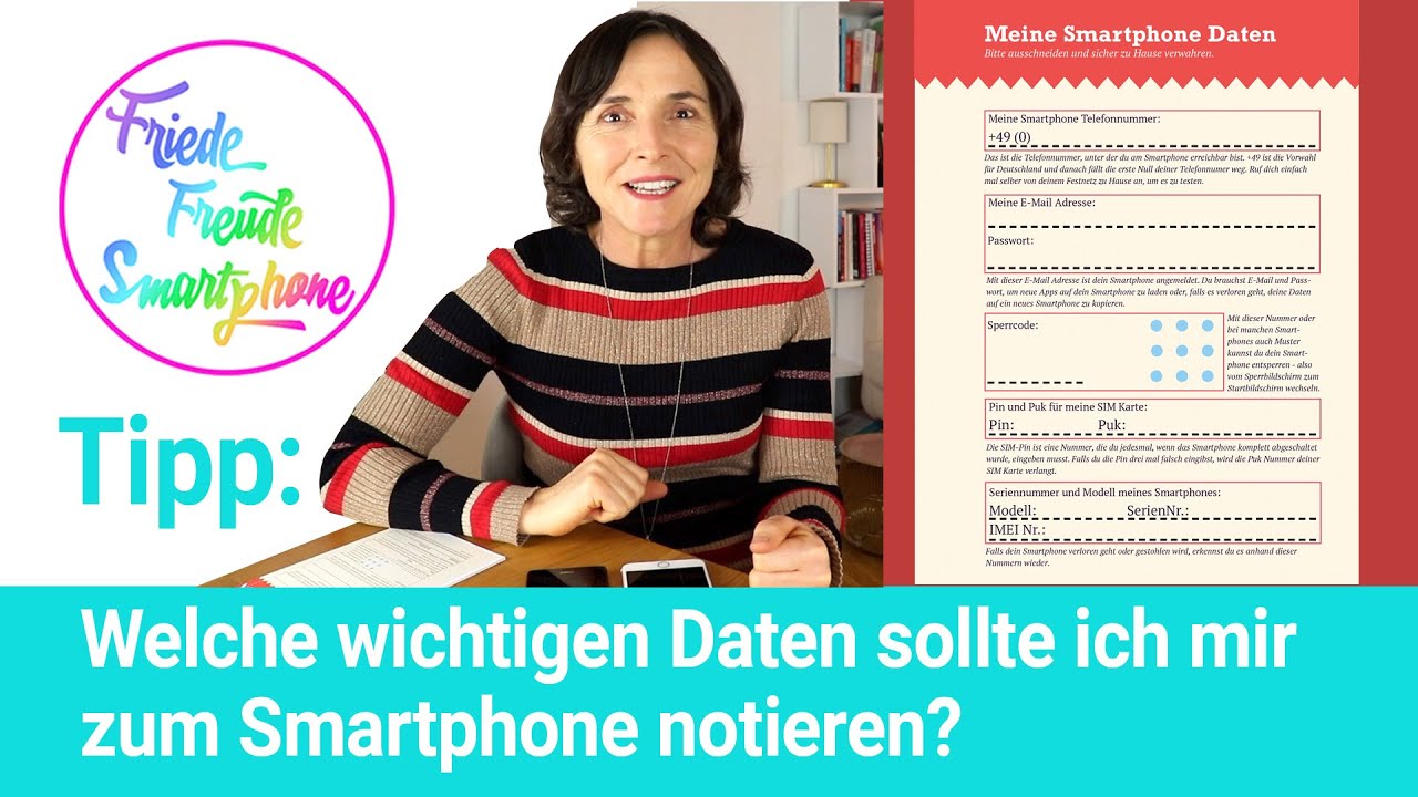 Welche Daten zum Smartphone sollte ich mir notieren? Smartphonetraining für Senior*innen.