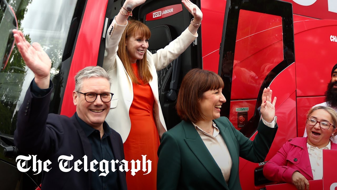 Starmer jokes about Tory defectors at Labour bus launch in West London