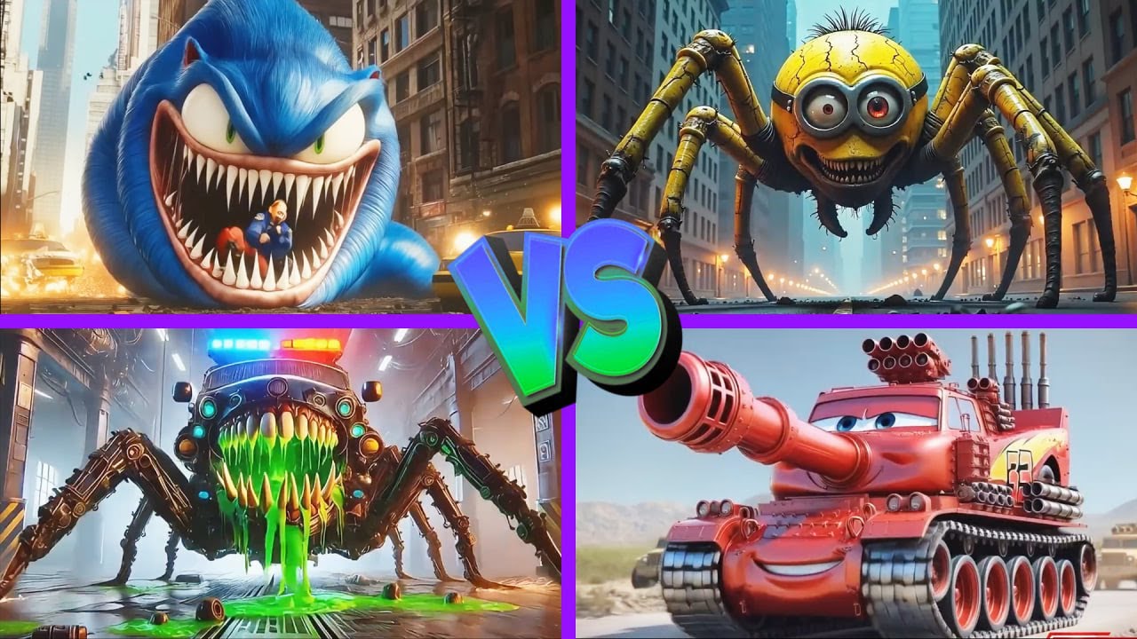 Червь Соник🆚Червь-миньон🆚Монстр-полицейская машина🆚Танк Маккуин - Tiles Hop EDM Rush 🎶
