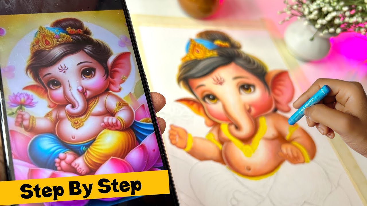 Ganesh ji Drawing | Lord Ganesh With Oil Pastel | Oil Pastel Drawing