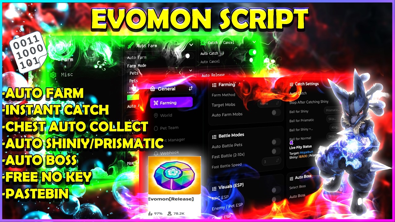 EVOMON SCRIPT OP 2026 PASTEBIN! 🚀 AUTO FARM + INSTANT CATCH  PRISMATIC + AUTO BOSS | FREE NO KEY 🔥