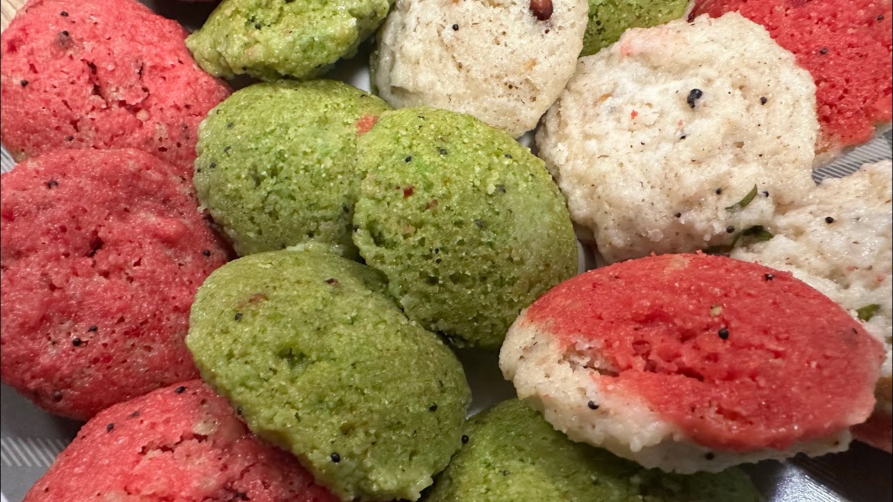 Healthy colourful Rawa Idli