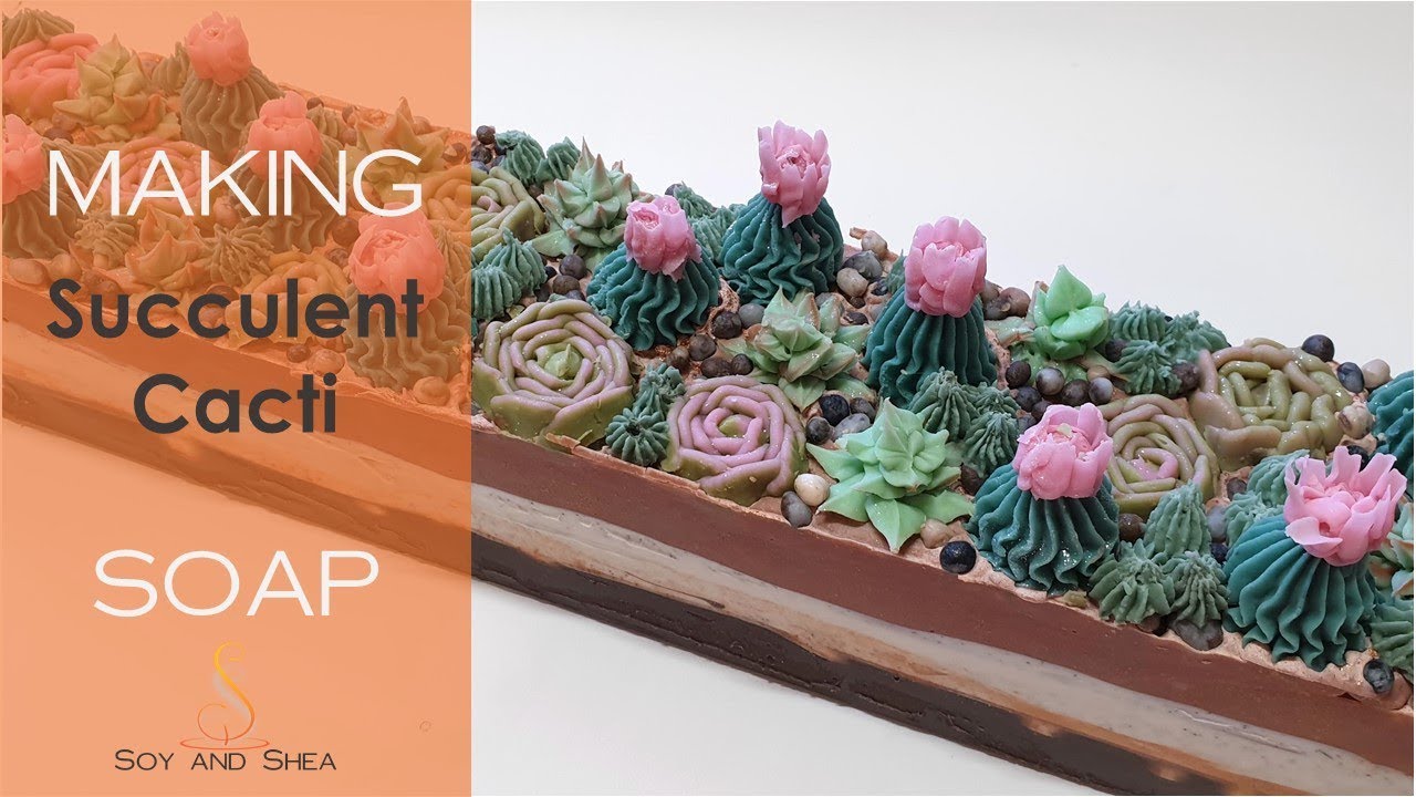 Succulent Cacti - Layered Cold Process Soap with Mica Lines
