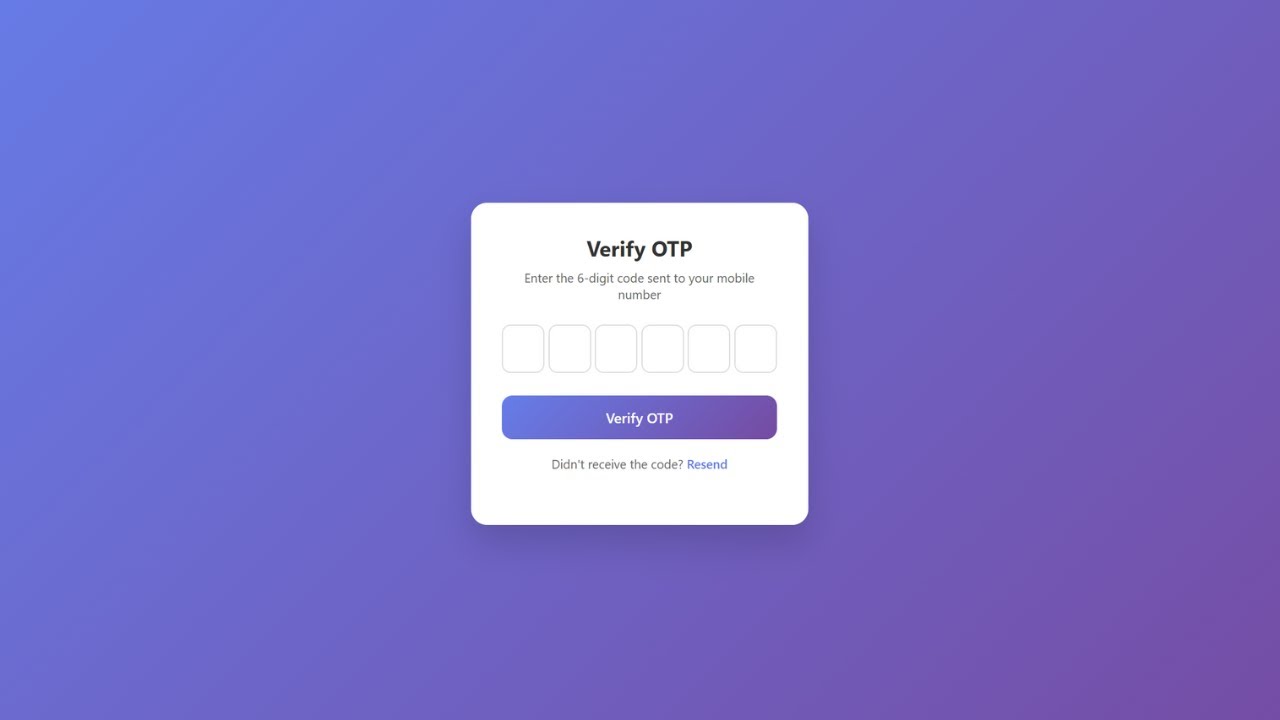 Разработка пользовательского интерфейса для проверки OTP на HTML и CSS | Новейший адаптивный поль...