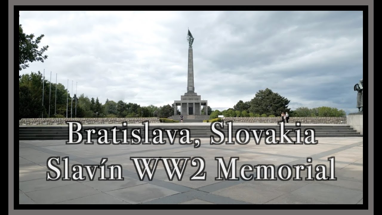 Bratislava, Slovakia's WW2 Slav&iacute;n War Memorial-4k Aerial Drone Video