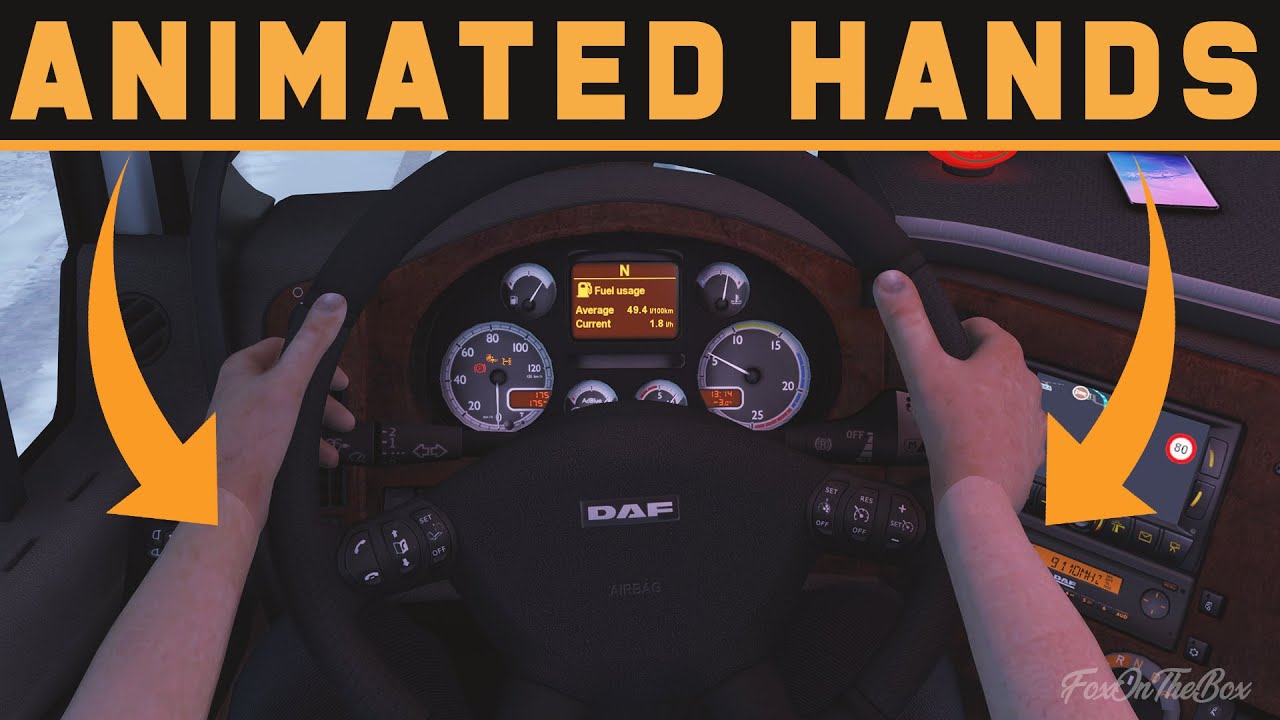 ETS2 1.39 Animated Hands On Steering Wheel Mod (No Tattoos) | Euro Truck Simulator 2 Mod