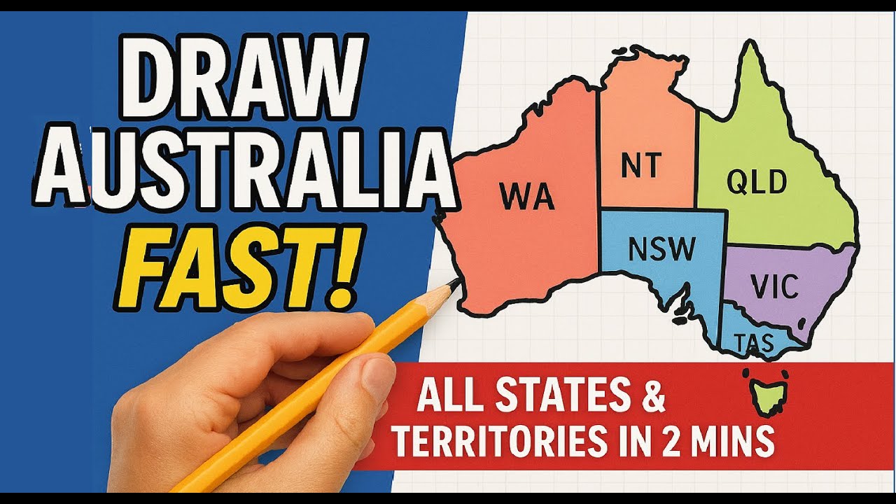 How to Draw a Map of Australia and its Territories in 2 Minutes / Australia Outline Map