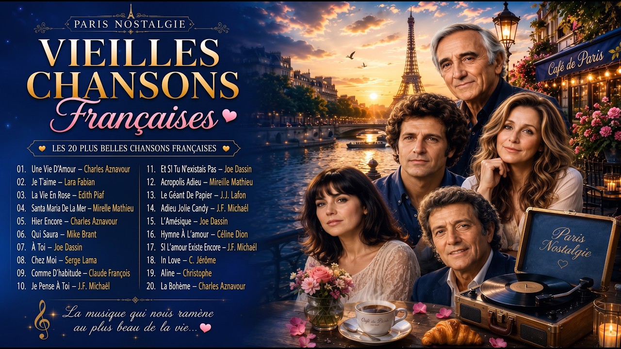 Vieilles Chansons Fran&ccedil;aises ❤️ Les 20 Plus Belles Chansons | Aznavour, Joe Dassin
