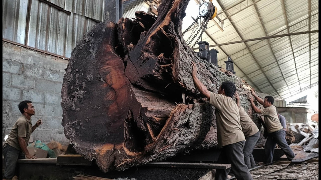 FULL OF TENSIVE ACTION‼️sawmilling trembesi wood from tiger lake 🌲