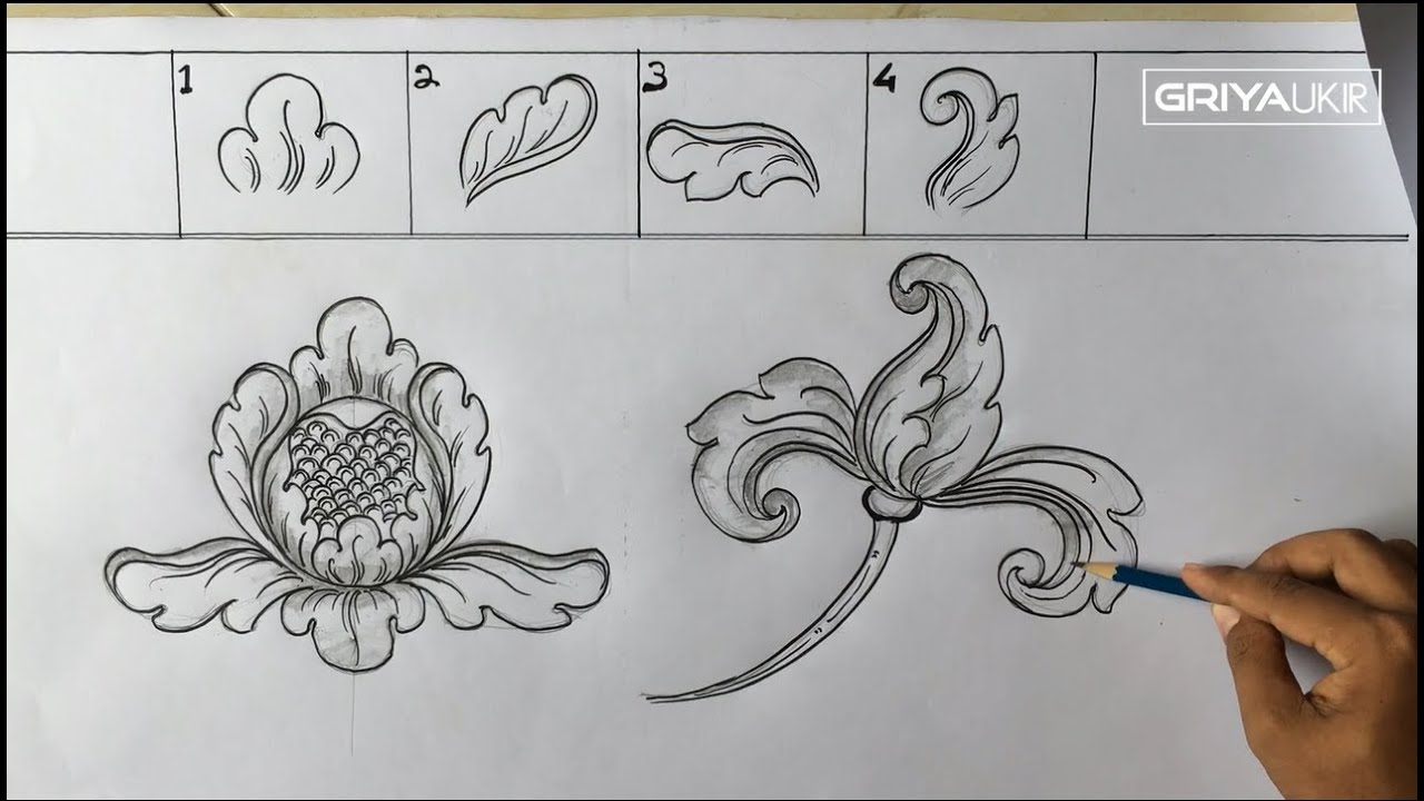 tutorial desain ukiran bunga motif yogyakarta