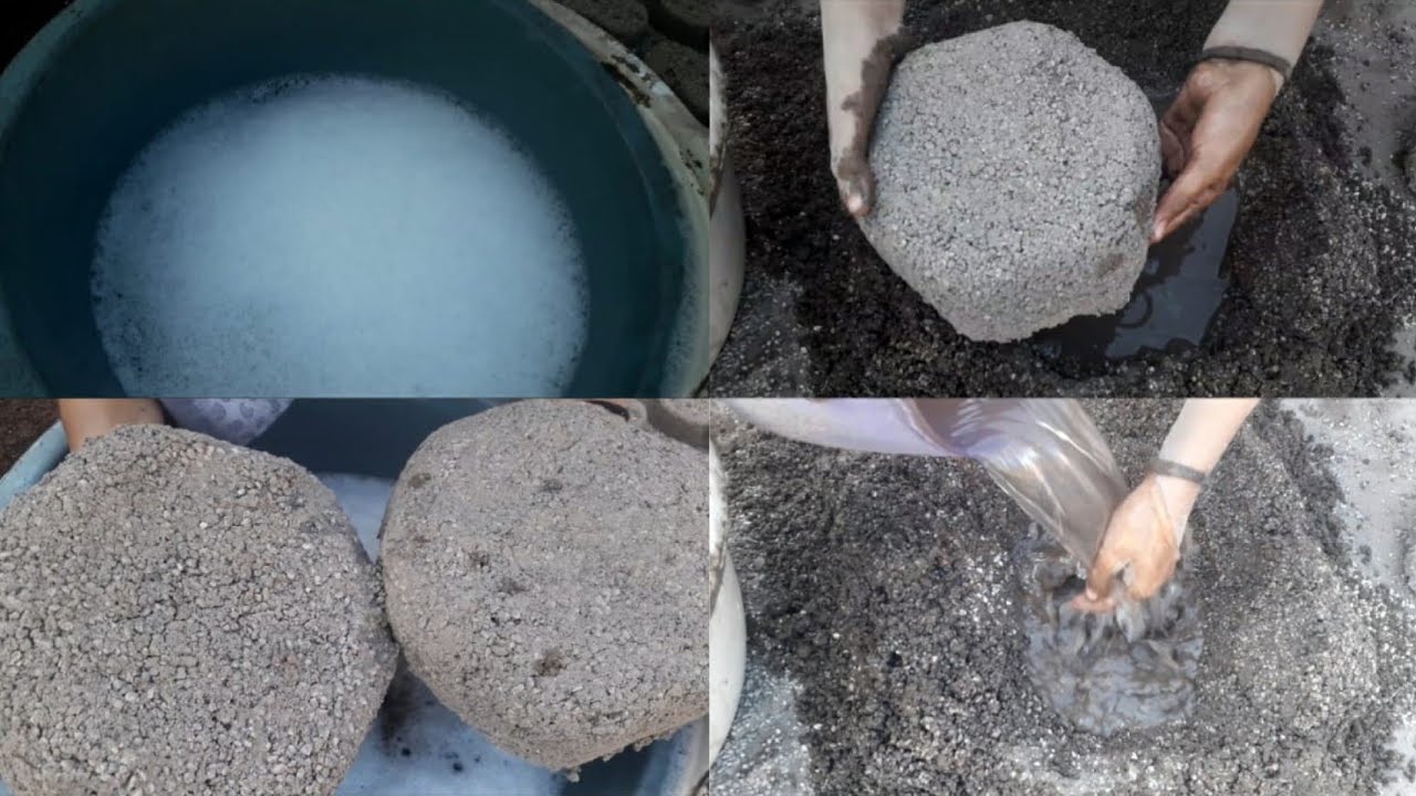 New..! White grainy texture super crunchy crumbling in foamy water + thora sa dry on floor 😀ASMR..