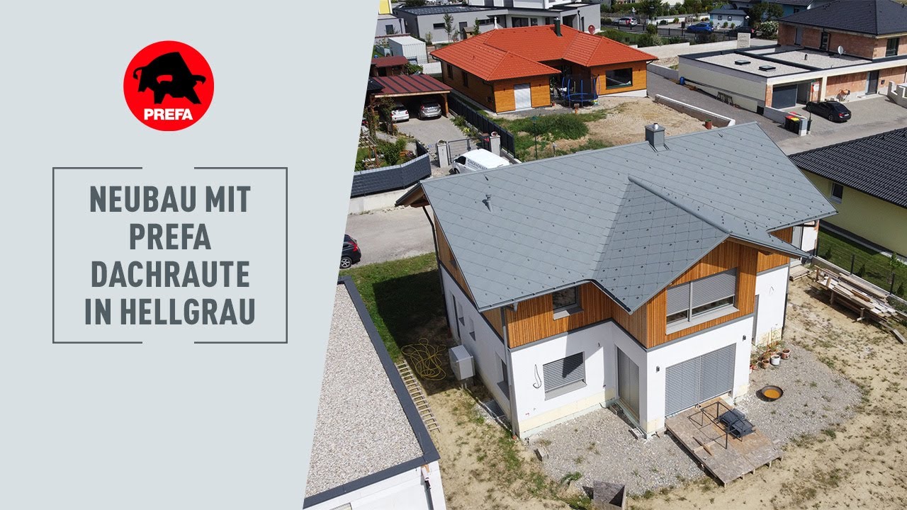 PREFA Neubauprojekt in Hürm: Einfamilienhaus bekommt die PREFA Dachraute 44 × 44 in P.10 Hellgrau