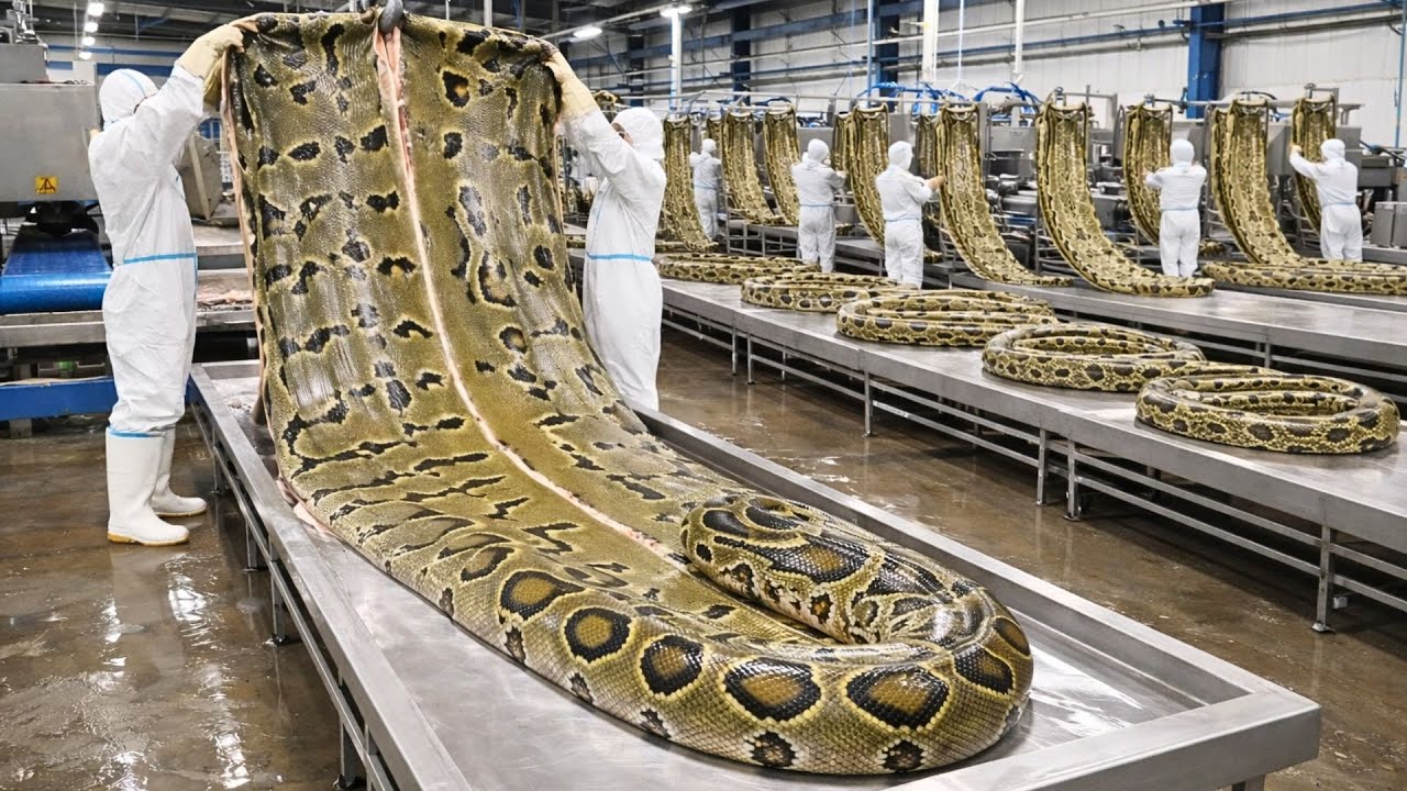 Inside a Modern Industrial Facility | Large-Scale Anaconda Farming and Skin Processing